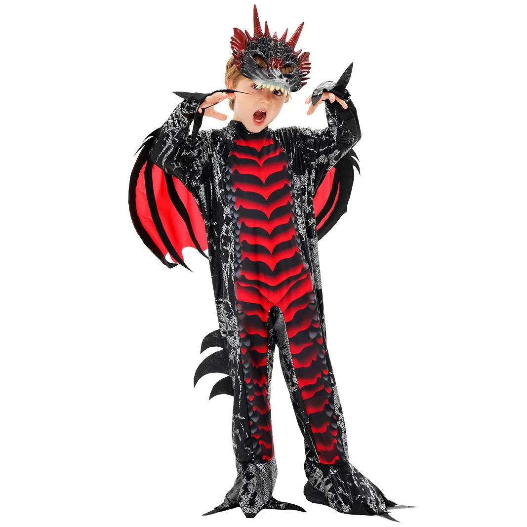 Disfraz de fiesta de Purim, mono de dragón con ala y máscara para Halloween, mono de fiesta de Cosplay, conjunto de vestir para niños