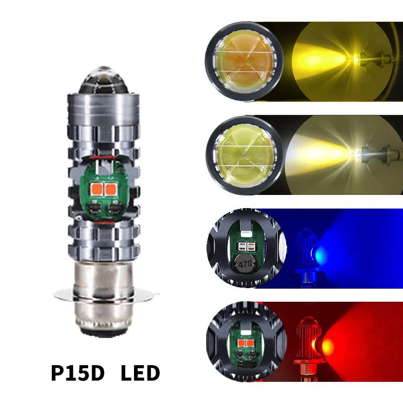 Motorcycle Headlight Bulb 9-80V LED Spot Light Yellow Blue Red High Low Beam Motorcycle Accessories