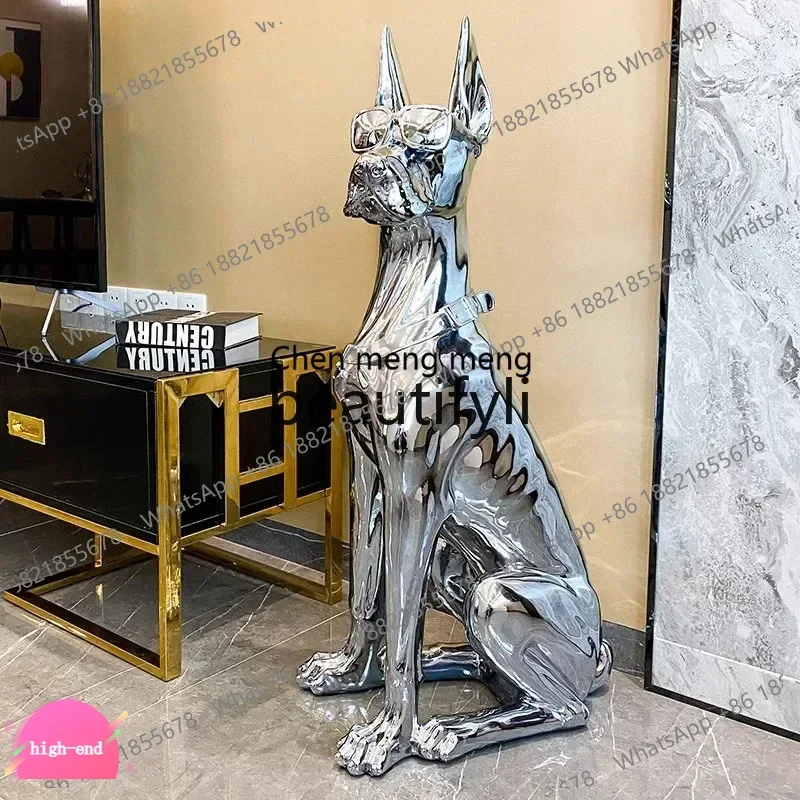 

Light luxury high-end floor dog ornament home decoration large electroplating handicrafts AB