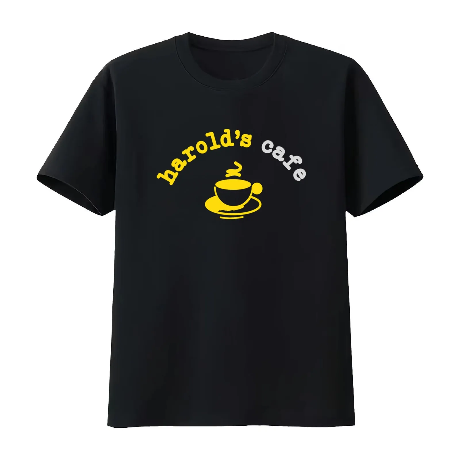 Harolds Cafe T-Shirt Summer Casual Cotton Tee Oversized Streetwear Tops Vintage Graphic Print Loose Fit Short Sleeve