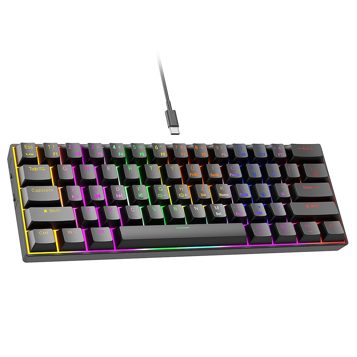 Hot Sale 60% Mechanical Keyboard 61 Keys 60 Percent RGB LED Backlit Teclado Gamer Wired Gaming Keyboard for Laptop Computer