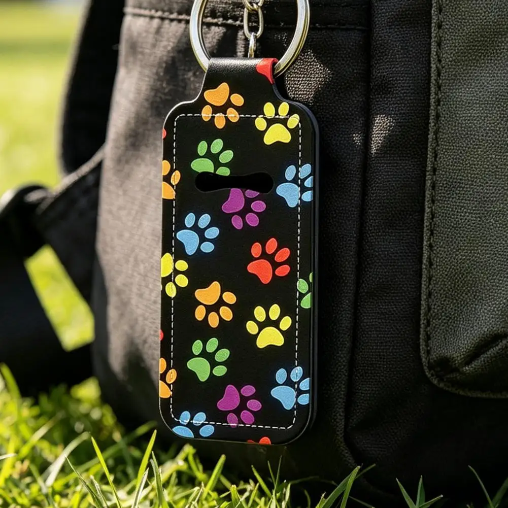 Lipstick Protector Keyring Portable Lipstick Case Dog Paw Lipstick Holder Keychain Lip Balm Sleeve with Metal Ring for Bag