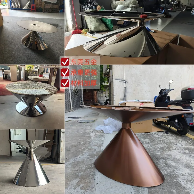 Thickened stainless steel flying saucer table foot coffee table base household marble rock slab luxury stone round dining table