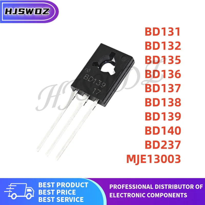 10piece BD131 BD132 BD135 BD136 BD137 BD138 BD139 BD140 BD237 MJE13003 TO-126 power transistor 100% NEW