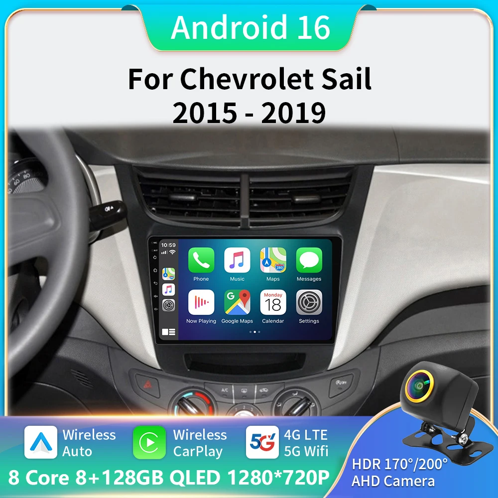 

2Din Android Car Radio Multimedia Video Player for Chevrolet Sail Aveo 2015-2019 Navigation Stereo GPS CarPlay Head Unit dvd