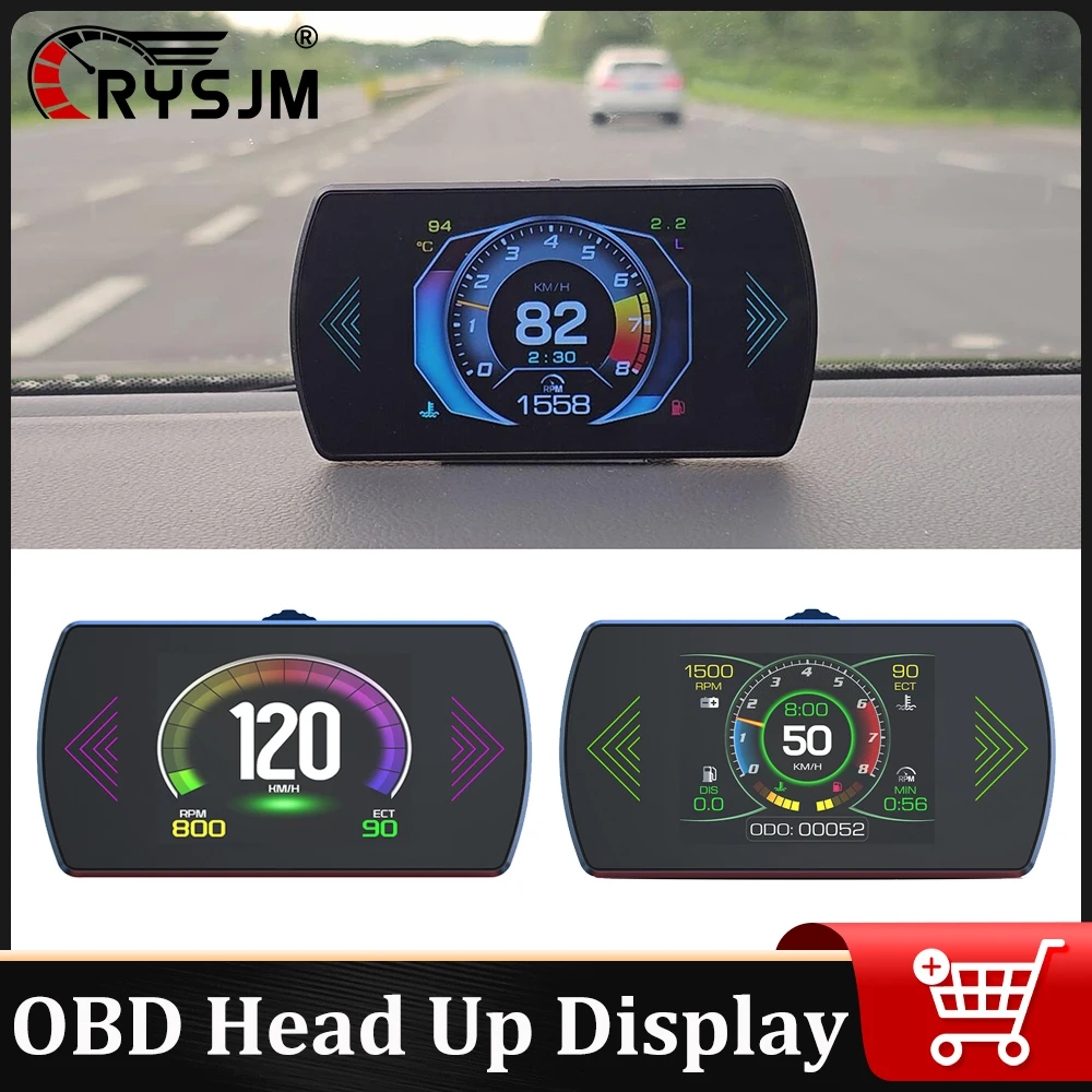 P12 Car OBD2 Head Up Display Car OBD Gauge HUD Auto Diagnostic Tools Digital Meter Display Speed RPM Voltage Driving Computer