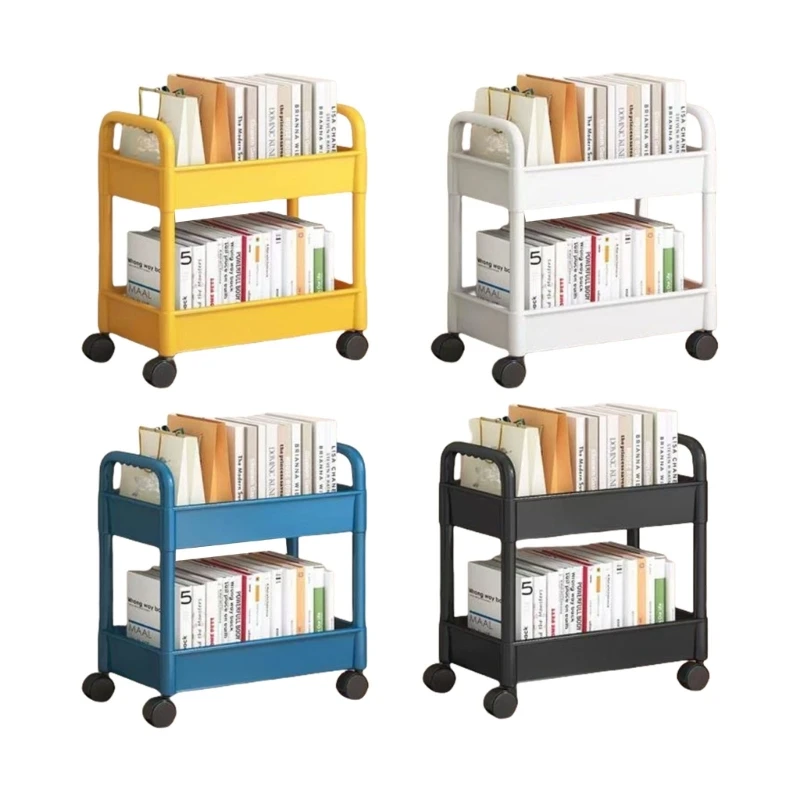 

Space Saving Movable Storage Trolley Sturdy Plastic Utility Cart Accessory for Books Utensils and More Organization