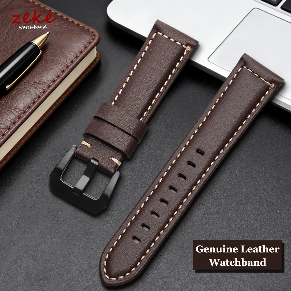 Handgefertigtes Rindsleder-Uhrenarmband, 18 mm, 20 mm, 22 mm, 24 mm, Vintage-Uhrenarmband aus genarbtem Echtleder, Business-Ersatzbänder für Herren