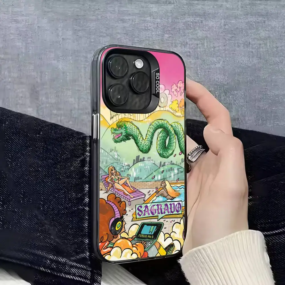 حافظة هاتف F-Feid FERXXO VOL Sagrado لهاتف iPhone 17,16,15,14,13,12,11,Pro,Max,Plus,E,SE4,Air,Mini Black IMD