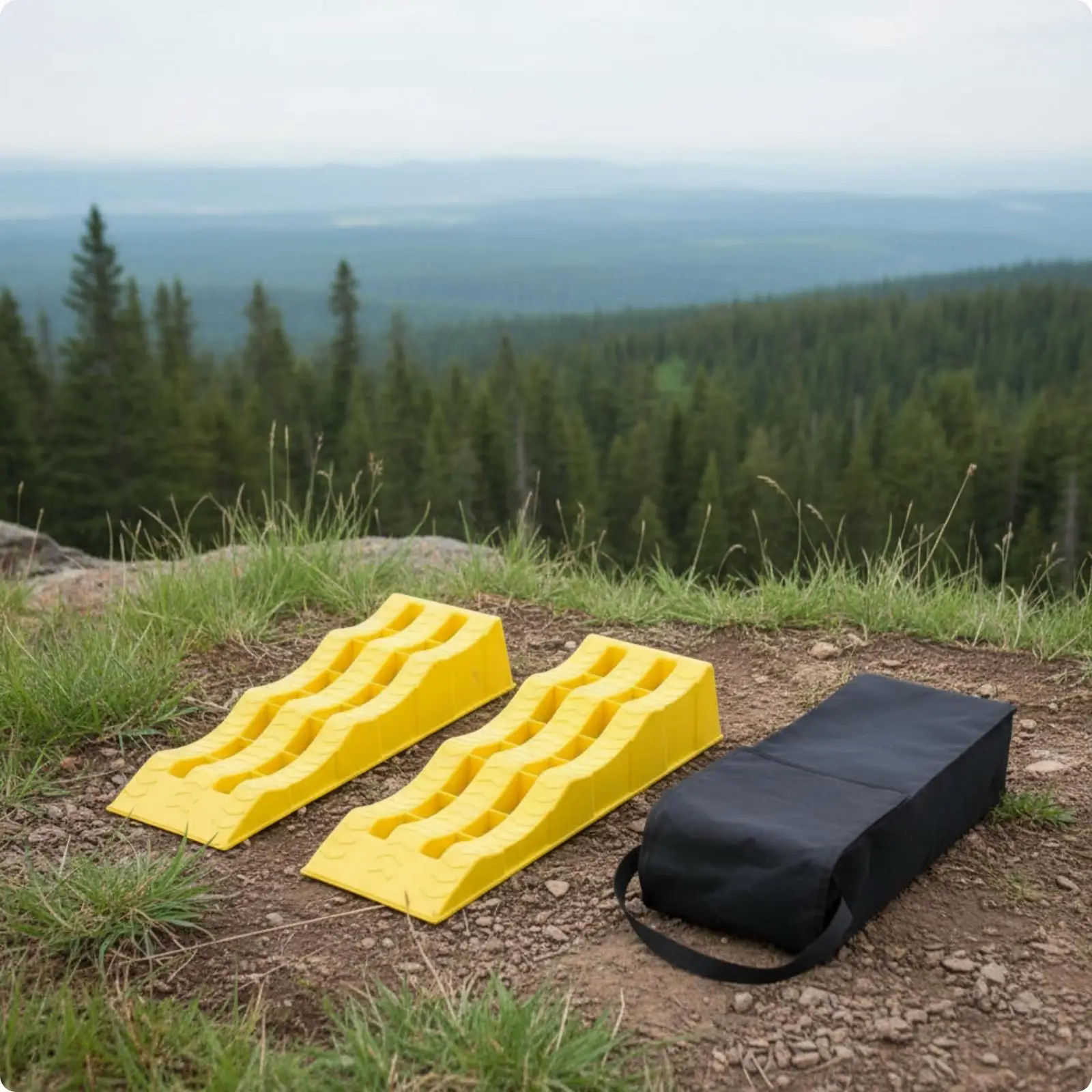 HDPE RV Tire Leveling Ramp Portable Sloped Step Design for Camper Stability Outdoor Camping Gear