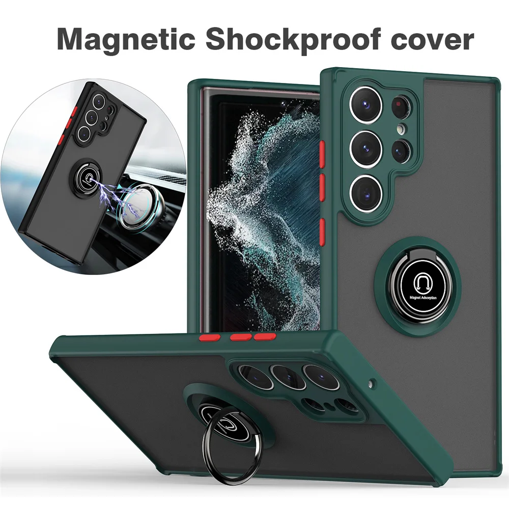 Shockproof Armor Matte Case For Samsung Galaxy S24 S23 S22 S21 S20 Ultra FE Note 20 Ultra 5G A32 A52 A72 S10 Plus Magnetic Holde