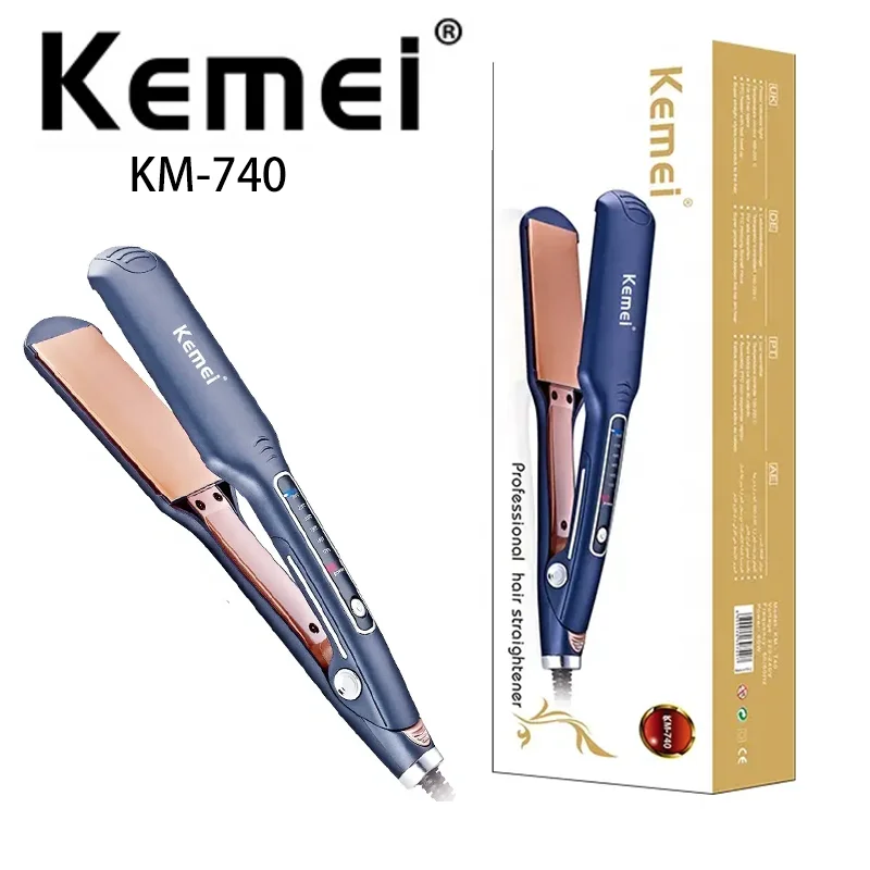 Kemei Km-740 Portable Professional Led Six-speed Flat Iron Negative Ion Anti-scald Hair Straightener Curling Iron