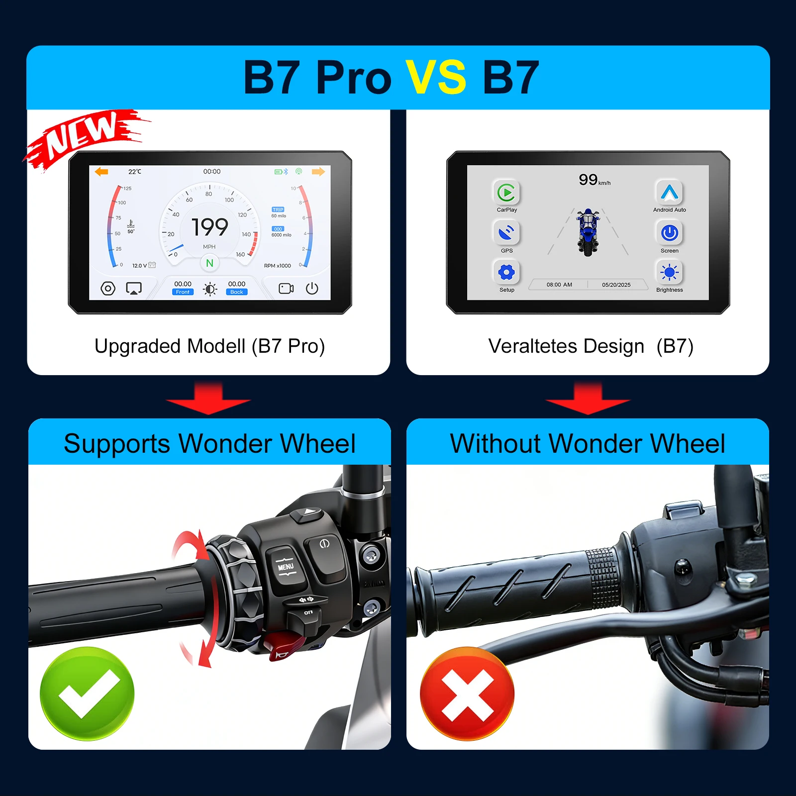 B7pro Carplay for BMW XR M1000 R1200GS R1250GS S1000XR R1300GS 7Inch Portable Motorcycle CarPlay Android Auto Navigator