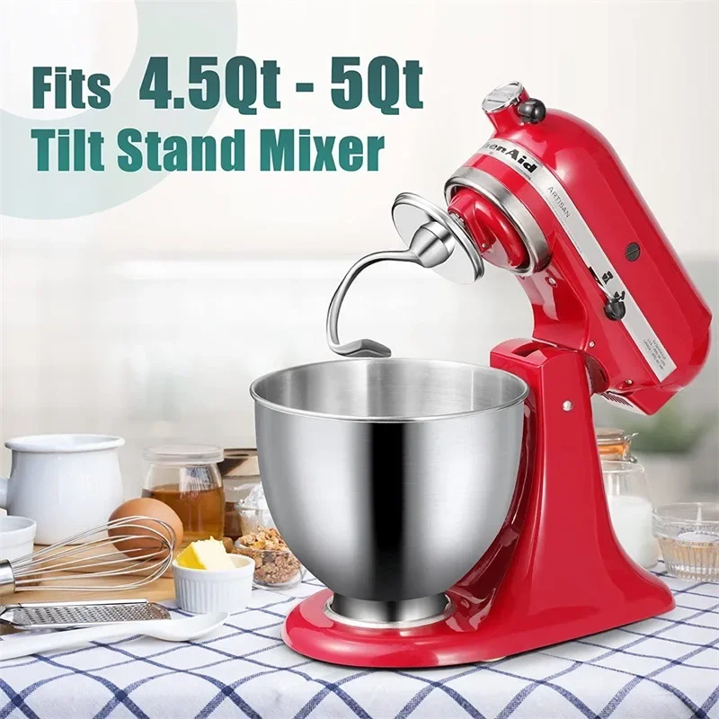 Stainless Steel Dough Hooks, Mixer Accessories, Kitchen Chef Machine 4.5-5 Quart Alternative (Excluding 5 Quart Lifts)