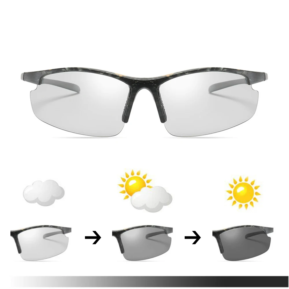 Half-Frame Lightweight Sunglasses with Photochromic Polarized Lenses UV400 Protection & Anti-Glare for Driving and Fishing