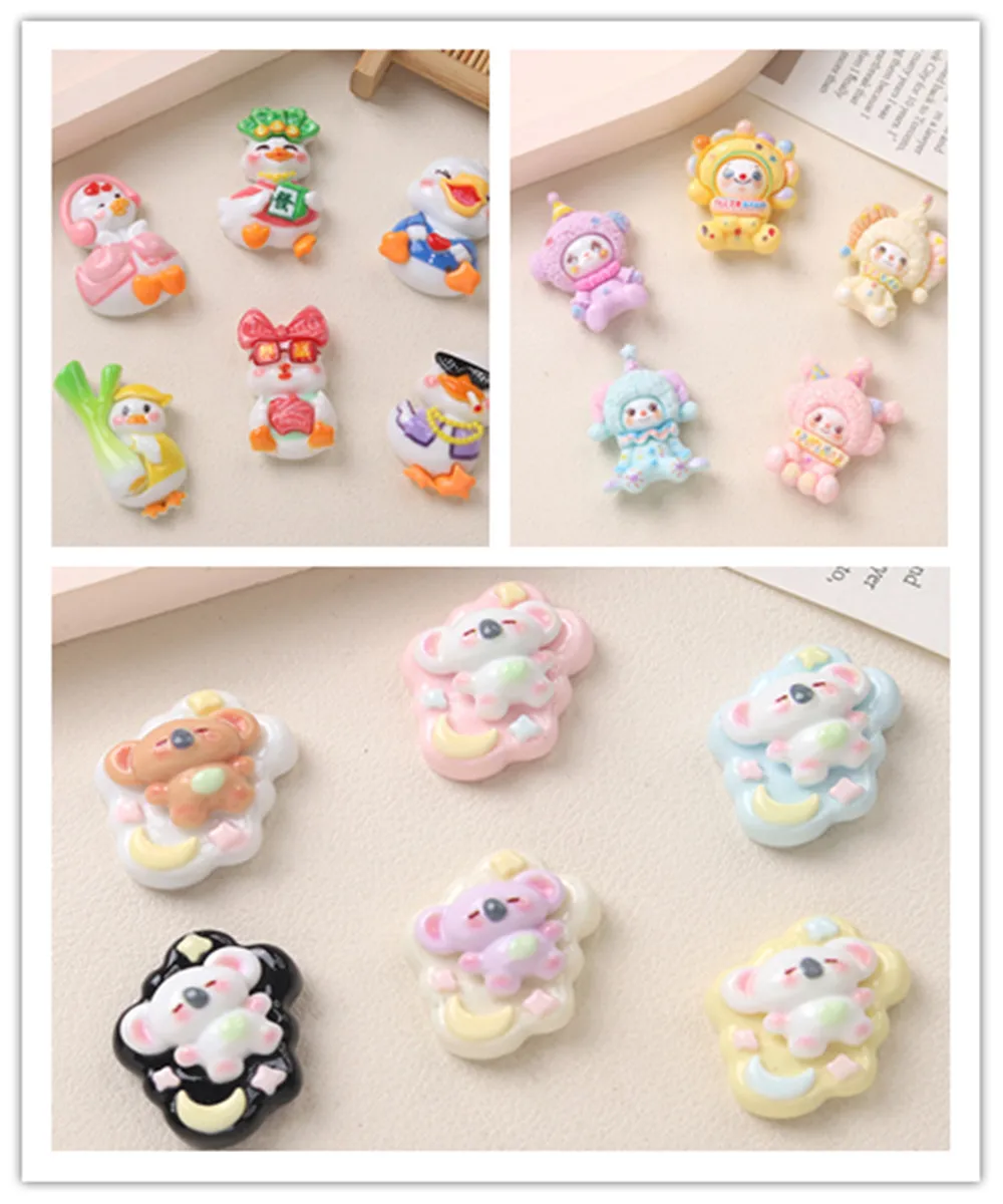 100pcs Kawaii Cartoon Animals Duck koala Flatback Resin Cabochon DIY Scrapbooking Craft Hair Bows Center Accessories