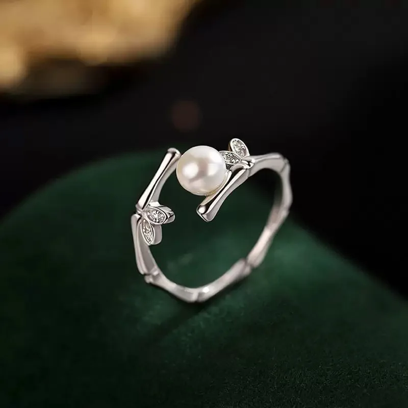 GANPUP Süße Modische Bambus-Perlen Verstellbare Ringe für Frauen Paare Modischer Neuer Fingerring Schmuck Valentinstagsgeschenk Party – Detail 1