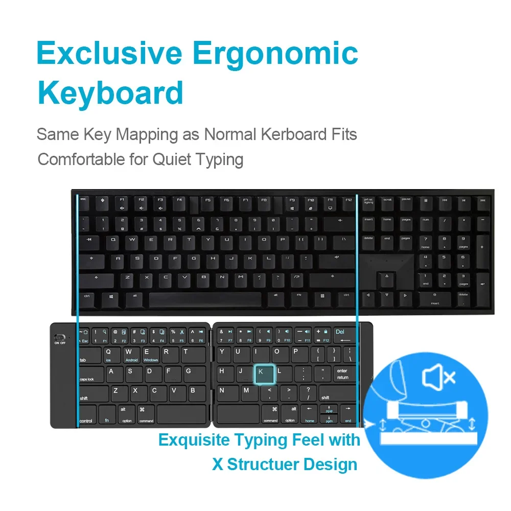 Folding Bluetooth Keyboard For IPAD Mobile Tablet Notebook Portable Office Mini Wireless Keyboard Storage Three System Universal
