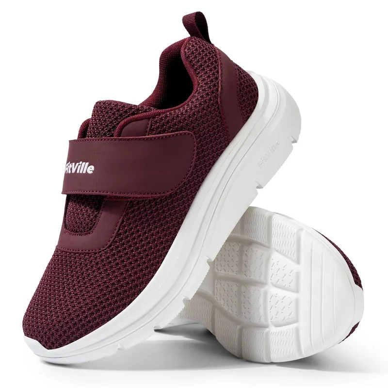FitVille Women'S Shoes Wide Sneakers Diabetes Shoes Adjustable Strap For Swollen Feet Slip On Walking Lightweight Comfortable