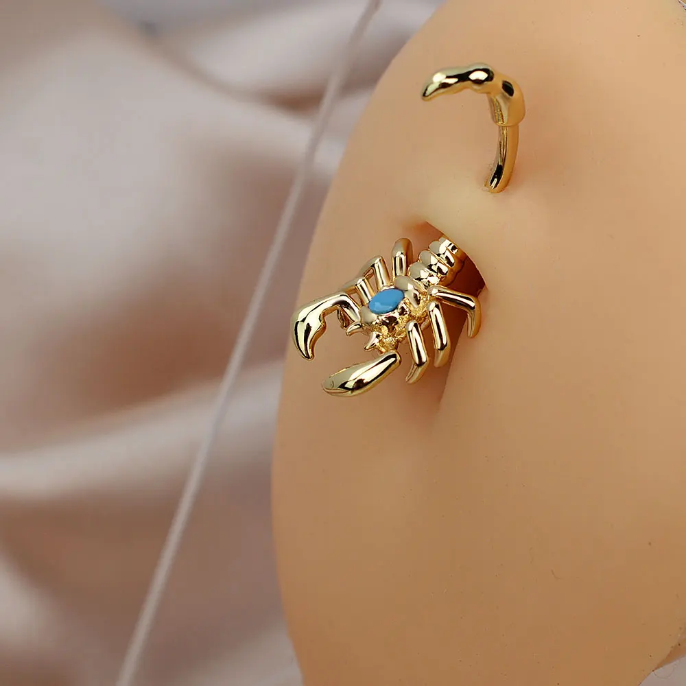 1Pcs Simple Piercing Belly Button Buckle Rings Fashion Animal Scorpion Shape Piercing Navel Rings Punk Body Jewelry Accessories