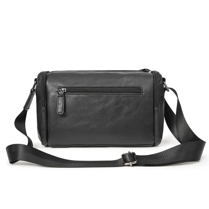 Bolsa de ombro preta masculina, tiracolo, mensageiro, couro de plutônio, masculino, pequena, quadrada, casual, ao ar livre, negócio