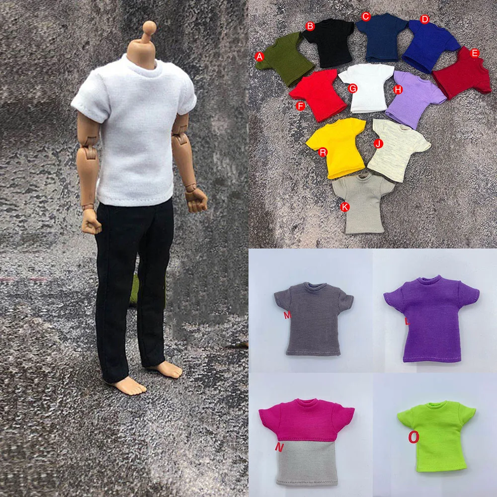 

1PCS Candy Color 1/6 Scale Trendy Short Sleeve Top T-Shirt Vest Cute Base Shirt for 6 Inches Seamless Action Figure Body