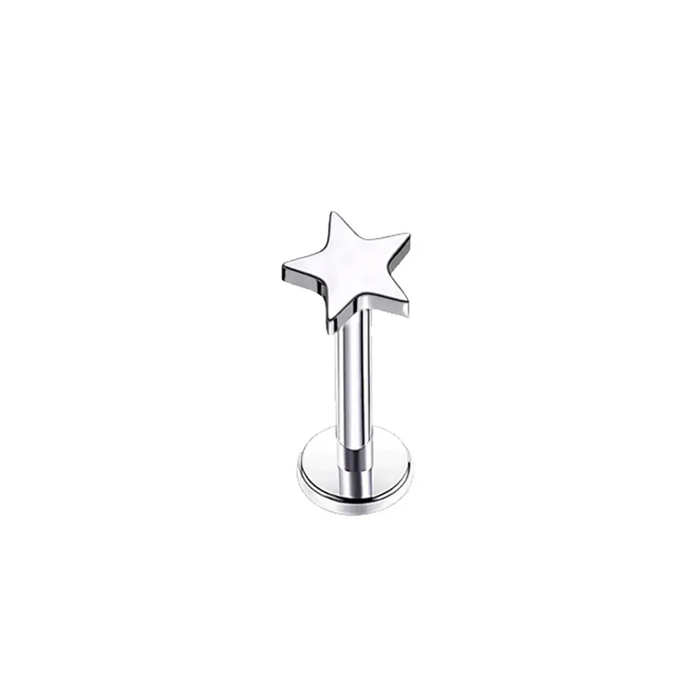 Titanium Heart Moon Star Drop Threadless Piercing Earring