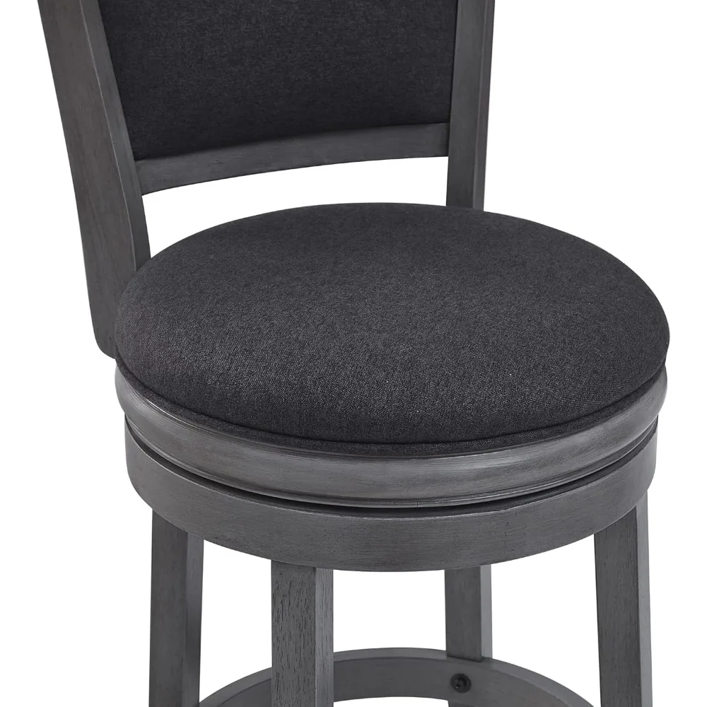 Taburetes de mostrador giratorios tapizados, Taburetes de Bar de cocina, asiento de 24 "de altura, marco de madera, silla, gris oscuro