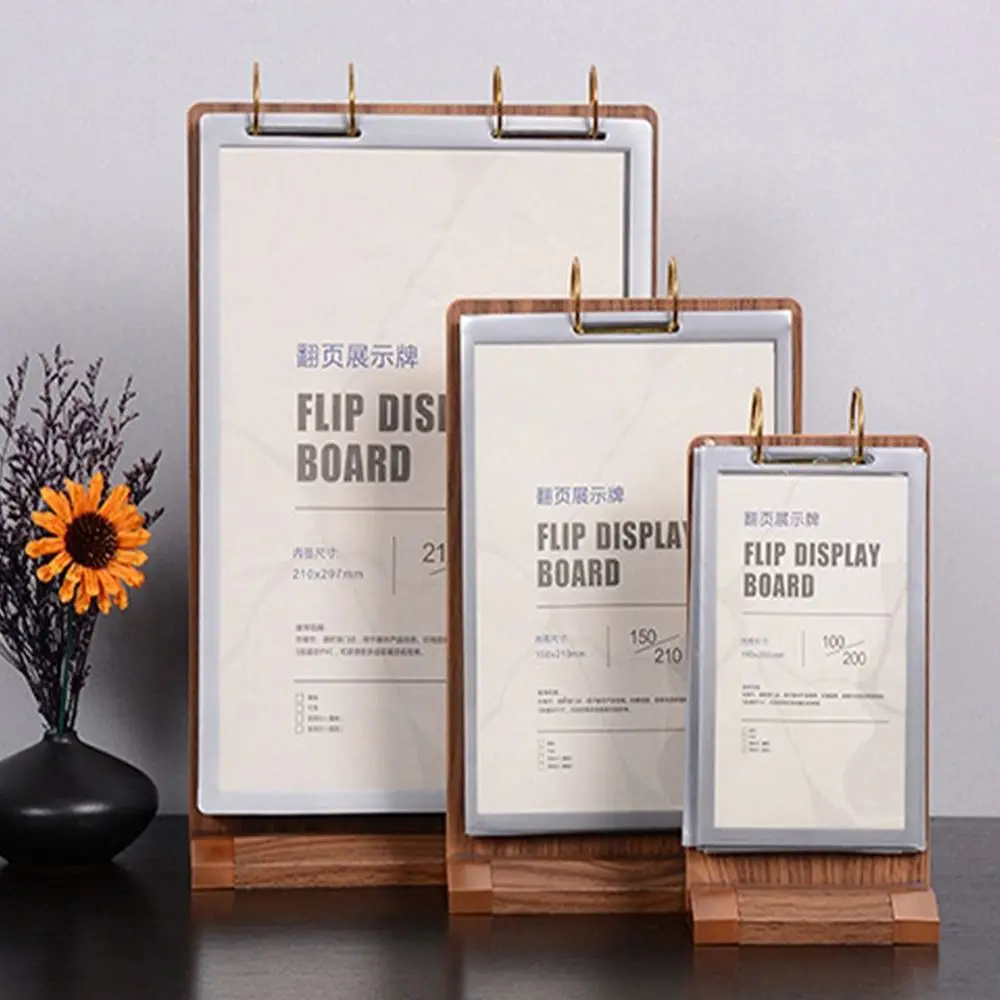 Wooden Desktop Display Stand T-Shaped Dual-Sided Visibility Dining Table Card Holder Convenient a4/A5/A6 Store Billboard