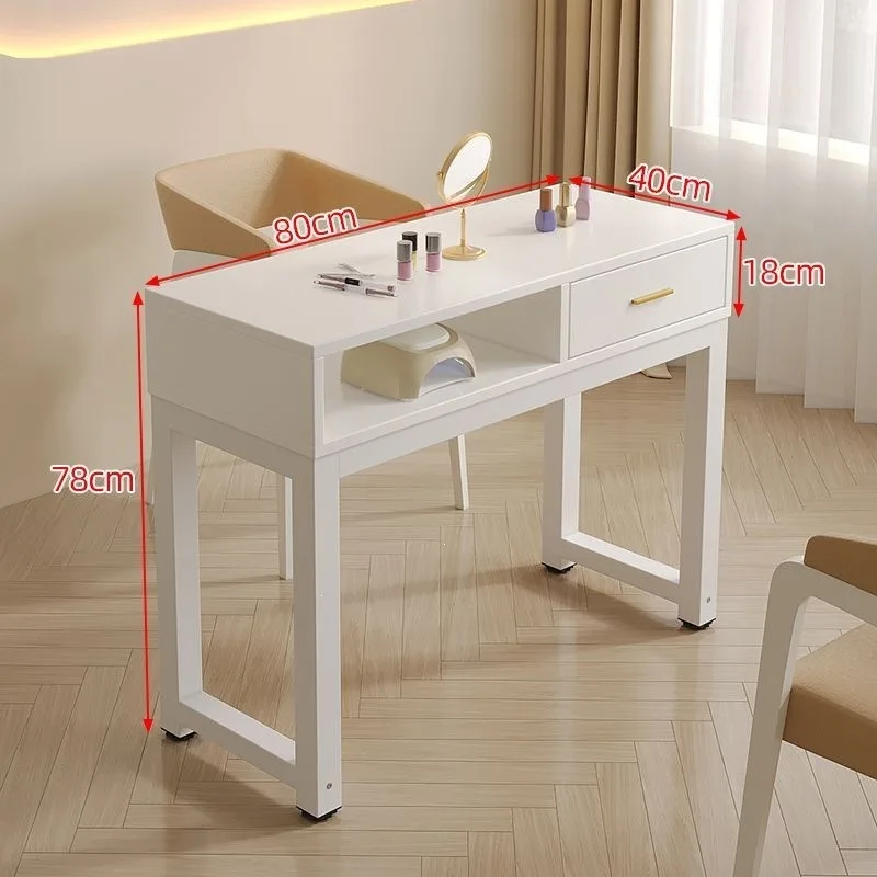 Nail art table for three, two-person wooden minimalist double-layer nail salon table storage and storage