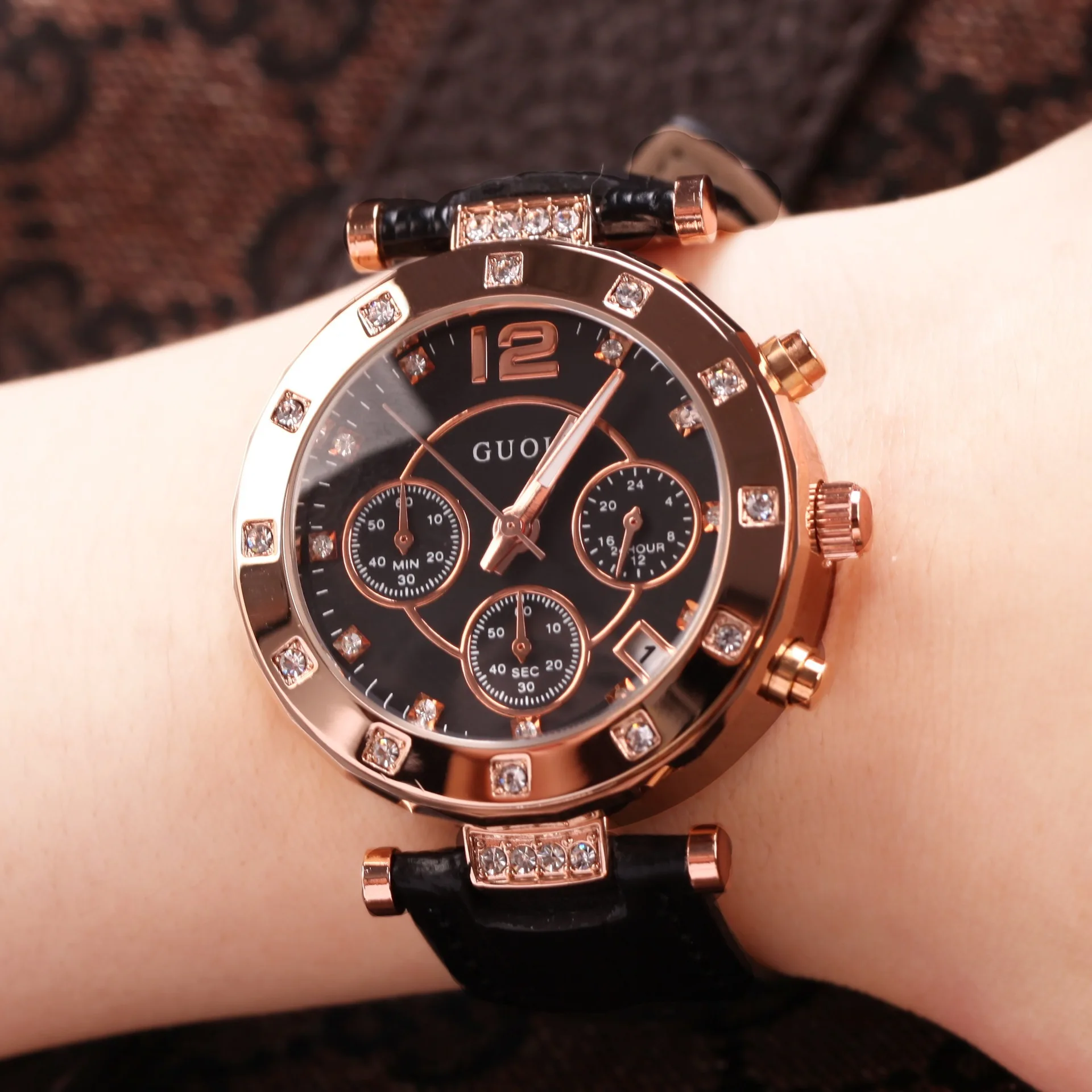 New Women'S Watch Korean Style Fashion Watch With Leather Strap Round Dial Wristwatch For Women High-Quality Selected Timepiece.