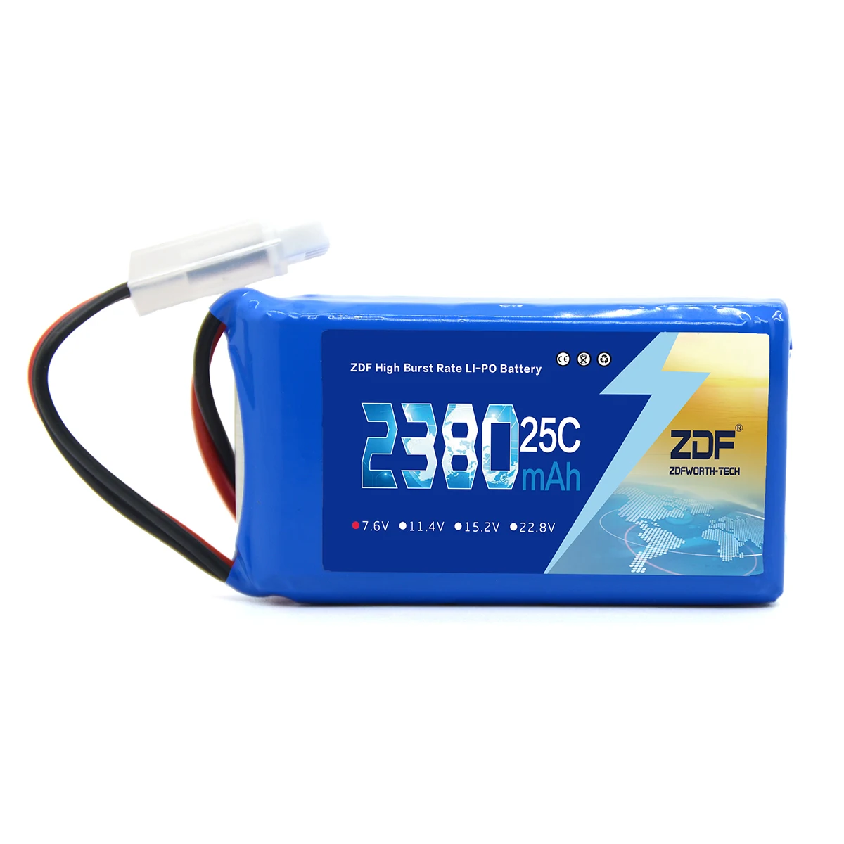 ZDF 2S 3S 4S 6S 7,4 V 7,7 V 11,4 V 15,2 V 22,8 V 1300mAh 2380mah 25C batería LiHv de alta densidad para Drone FPV RC barco avión coches