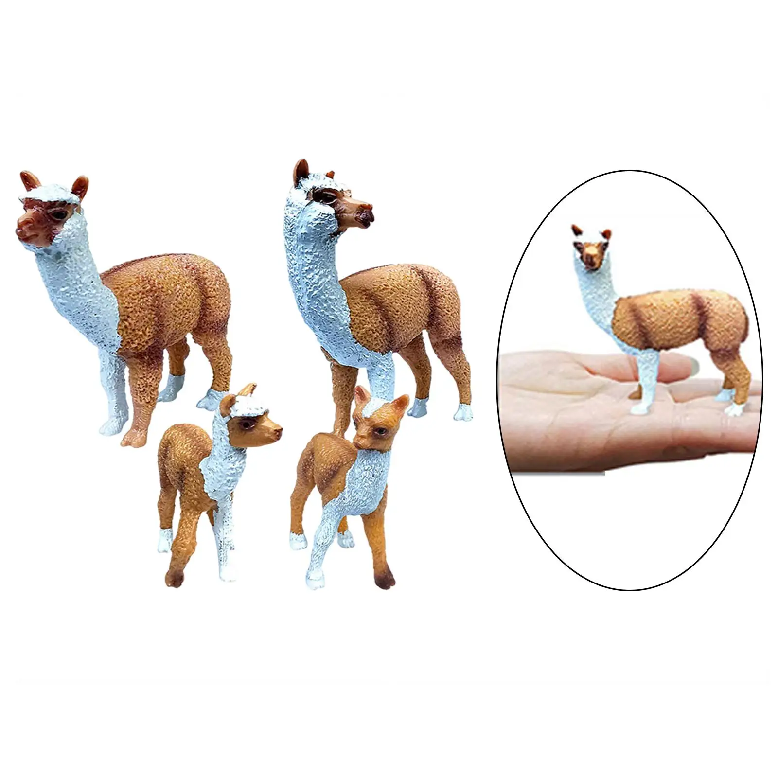 4 PCS Lovely Alpaca Figures Plastic Zoo Animal Model Home Ornaments Gift