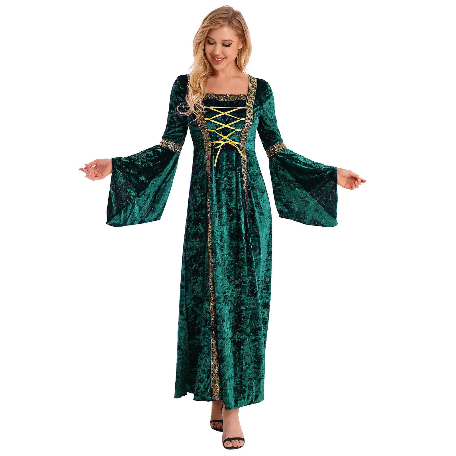 Vestido Medieval Europeu Victoria Rainha Princesa para Mulheres, Fantasia Cosplay Halloween, Corte Gótica, Palácio Nobre, Festa de Casamento, Vestir