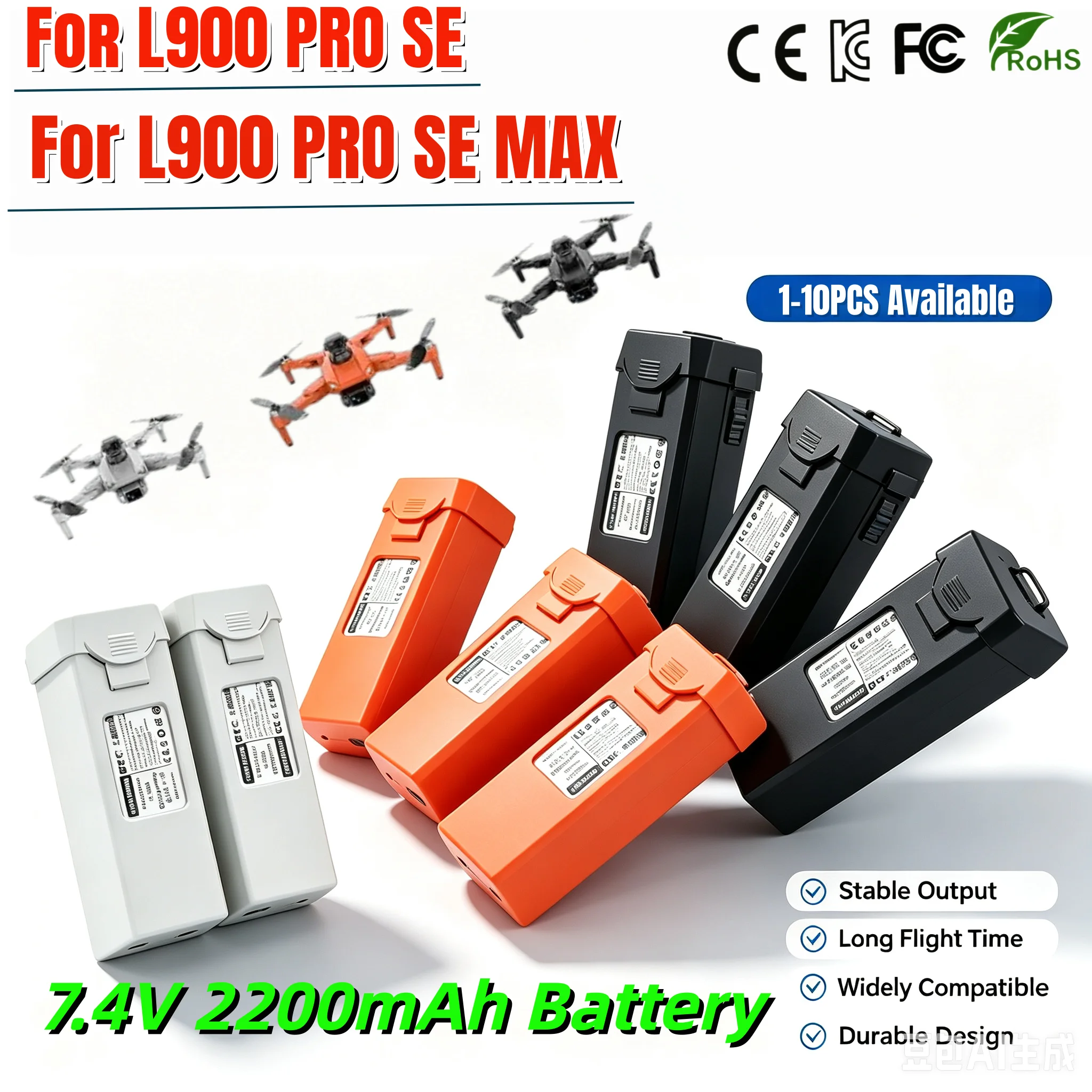 1-10PCS For L900Pro Drone L900 Pro SE MAX Quadcopter LI-ion Battery 7.4V 2200MAH Lipo Battery For L900 Pro Max Drone