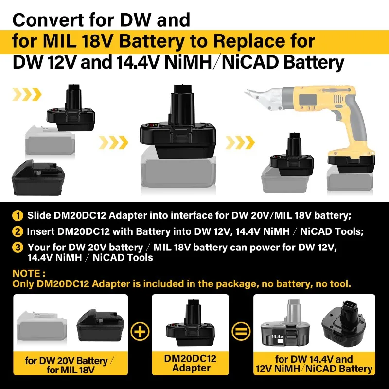 HAKSINKY Battery Adapter for Makita/Dewalt/Milwaukee 18V 20V Battery Convert To for DeWalt 12/14.4V Ni-CD Ni-MH Battery Tool Use
