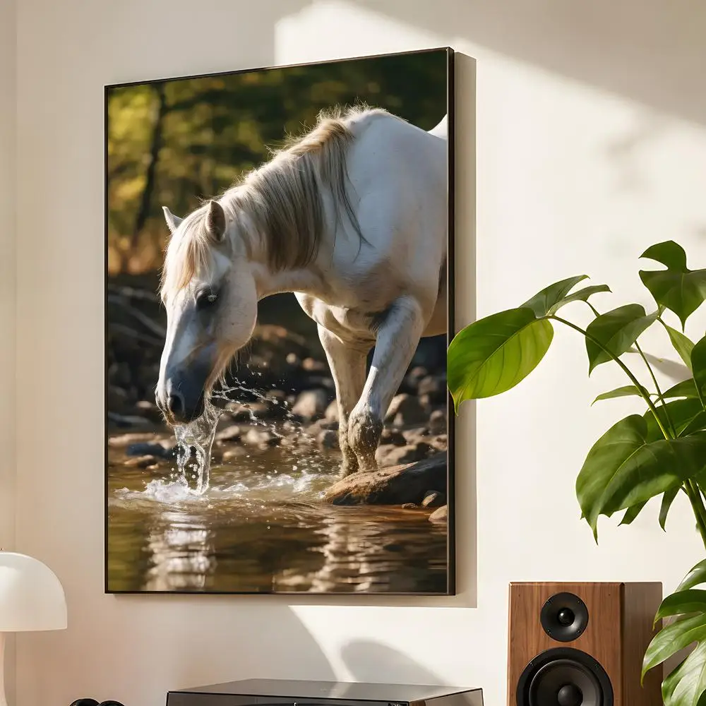 Wild Animals Horse Modern Portrait Poster Matte Self Adhesive Wall Art Waterproof Room Decoration Bedroom