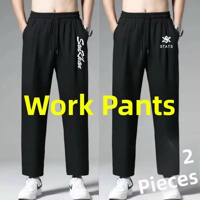 

Men's Loose Fit Straight Leg Pants Ice Silk Spor Casual Thin Autumn Winter Faionable Elastic Comfortable Polyester Fiber