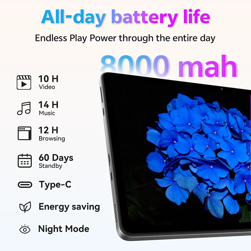 SVITOO Tablet 11" Screen Android 15 12GB +128GB ROM 8000mAh 2025 Tablet laptop Wifi Bluetooth Educational Software Installed