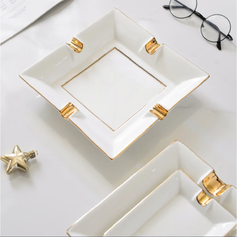 American bone china gold painted ashtray ceramic design household cigar creative luxury decoration