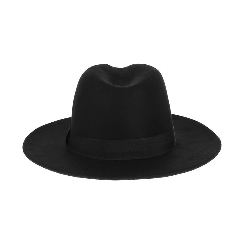 Mens Wide Brim Fedora Hat with Black Hatband for Women Classic Gentleman Felt Panama Hats