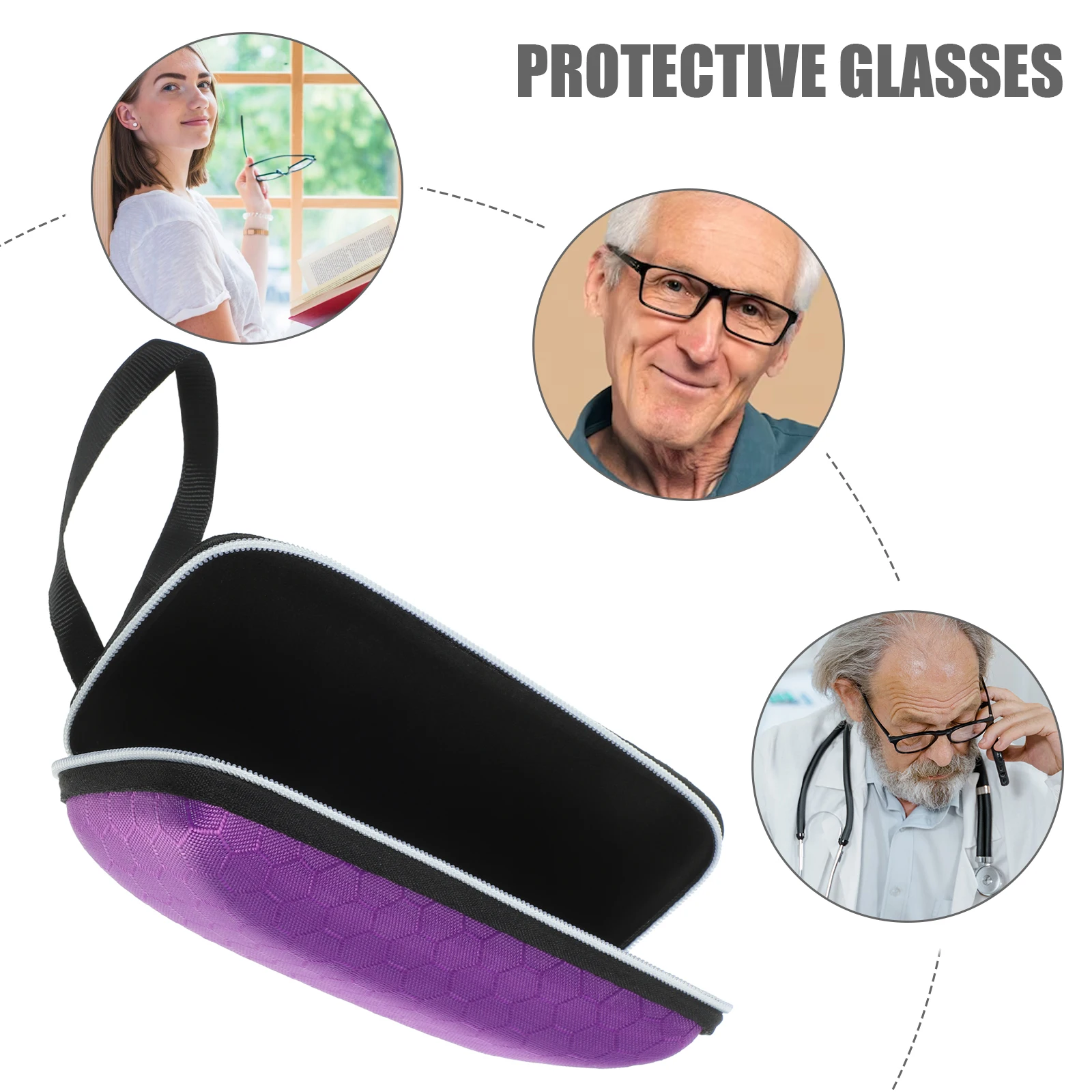 

1pc EVA Glasses Case Hard Shell Sunglasses Box for Large Frames Zippered Protector Lightweight Durable Gift