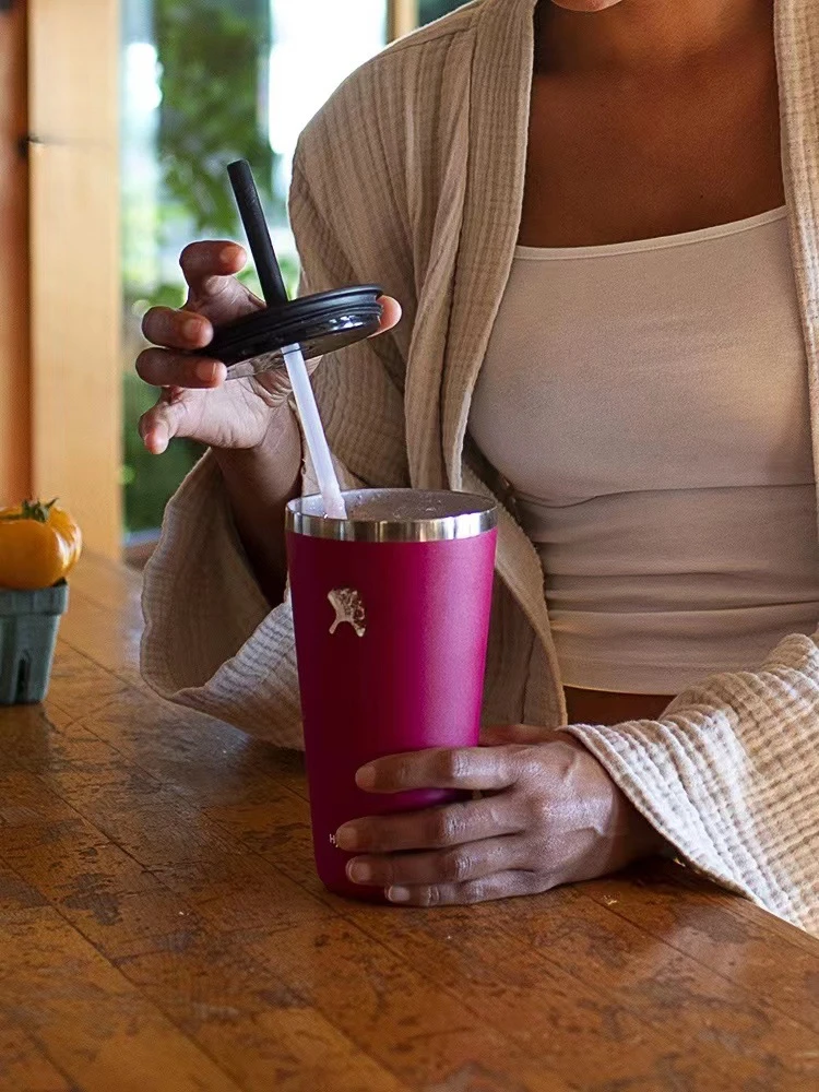 🌟 Best-Selling 16oz Stainless Steel Straw Tumbler with Lid – Insulated Coffee Cup for Home & Office! ☕️