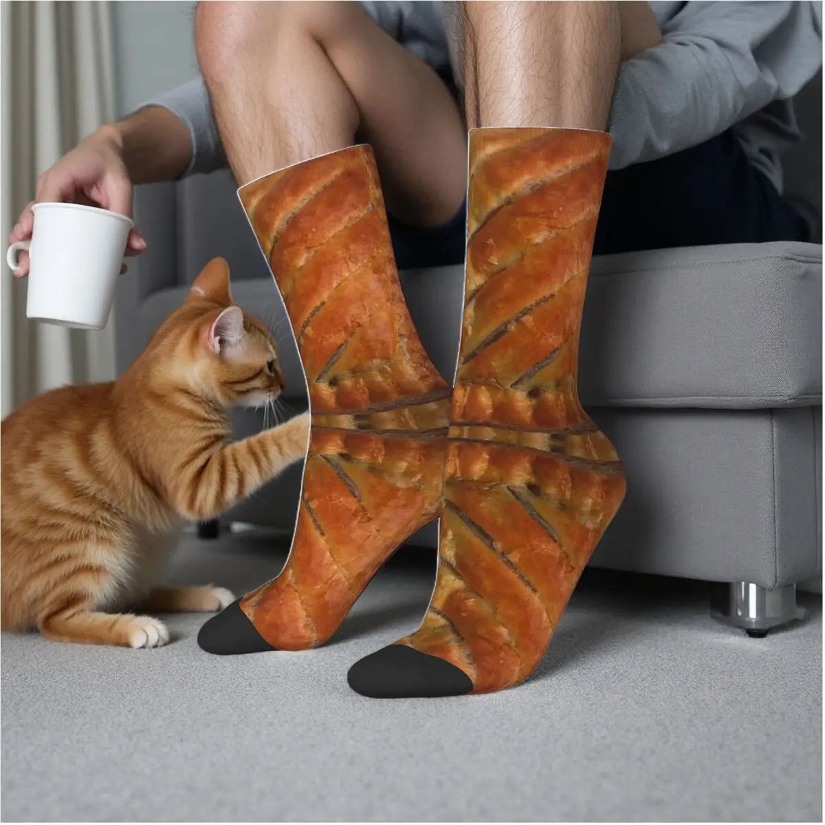 

Greggs Steak Bake Socks Harajuku Sweat Absorbing Stockings All Season Long Socks Accessories for Man's Woman's Gifts