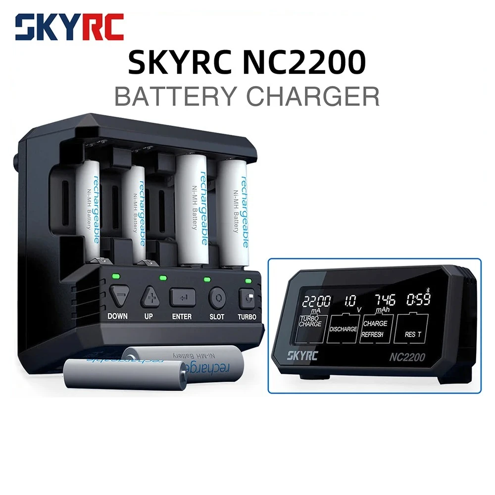 New SKYRC NC2200 12V/2.0A 4 Slots AA AAA Battery Charger & Analyzer NiMH/NiCD Batteries Charger