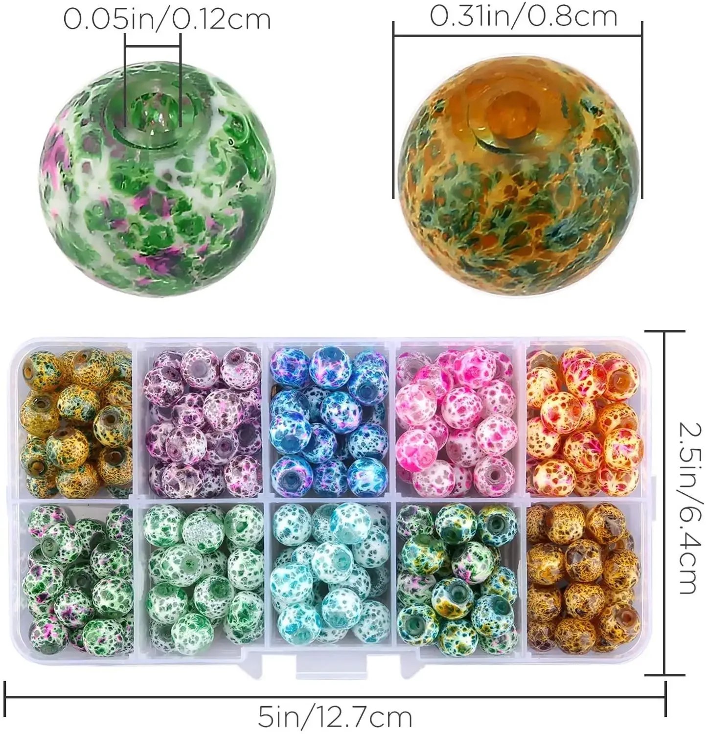 Crystal Beads Kit Natural Stone Handcrafted Lampwork Glass Round Bead for Jewelry Making Charm Bracelets Accessories 8MM 200Pcs