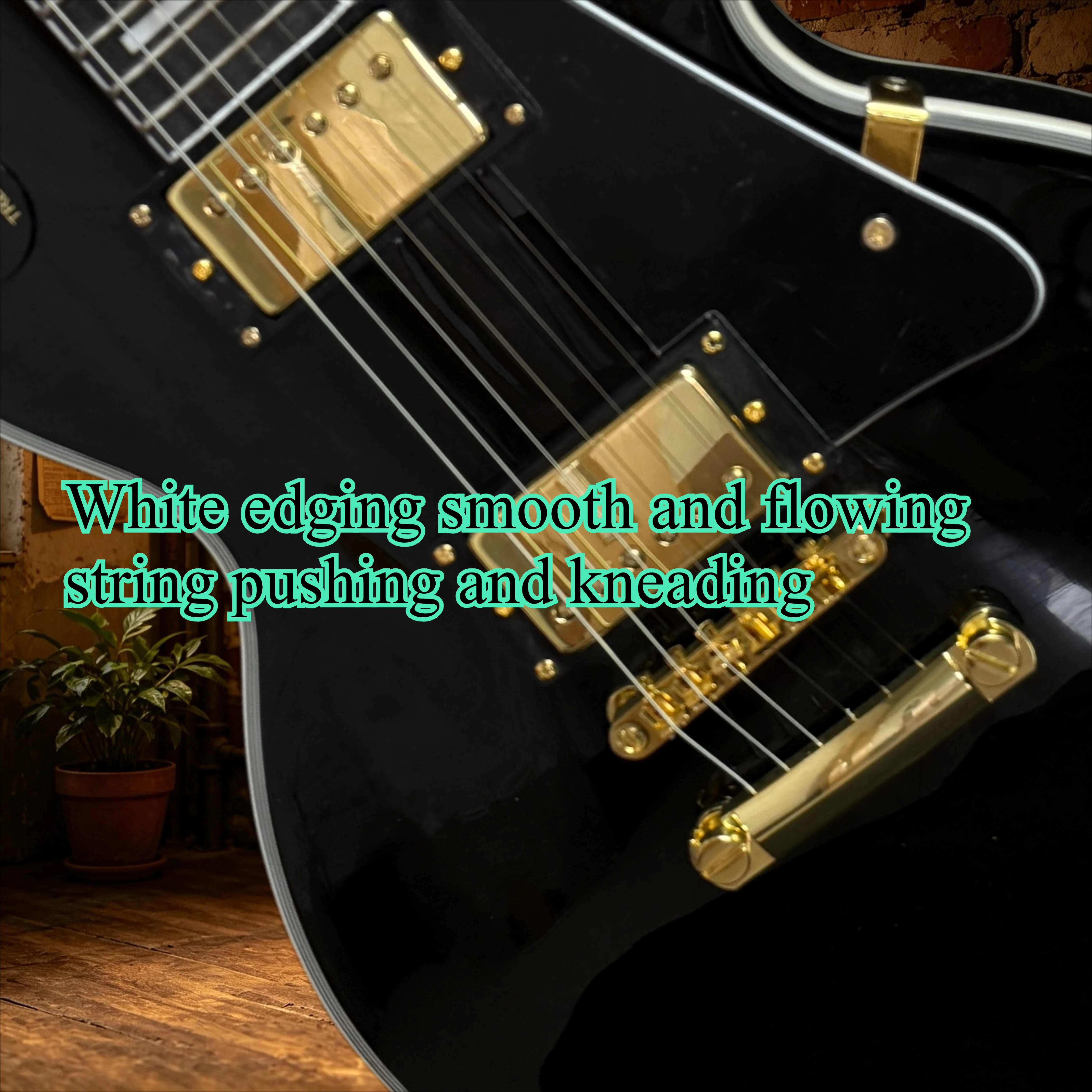 LPY Electric Guitar Black Gold Contrasting Heavy Metal Hard Rock Multi-layer White Edge Push String Kneading Smooth Silky