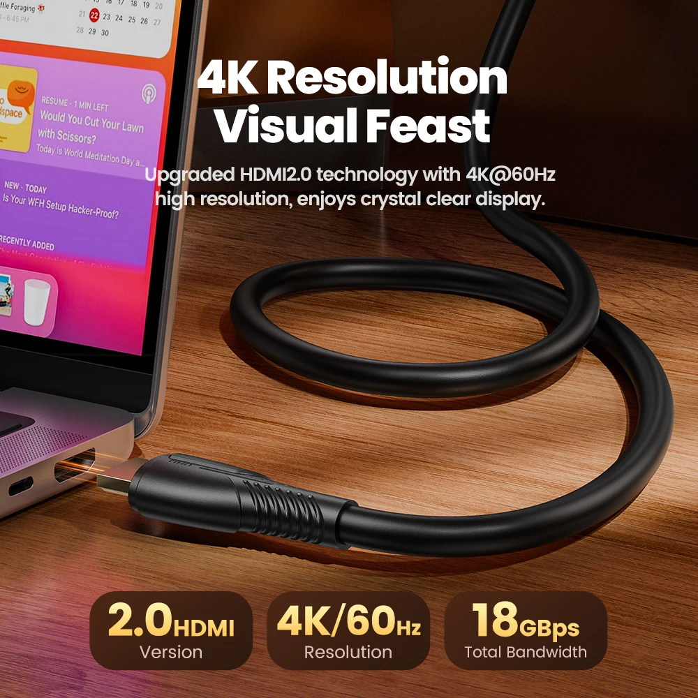 Toocki HDMI 2.0 Cable 4K@60Hz 18Gbps ARC Compatible Ultra High Speed HDR for PS5 Xiaomi TV Box PC Switch Projector HDMI Cord