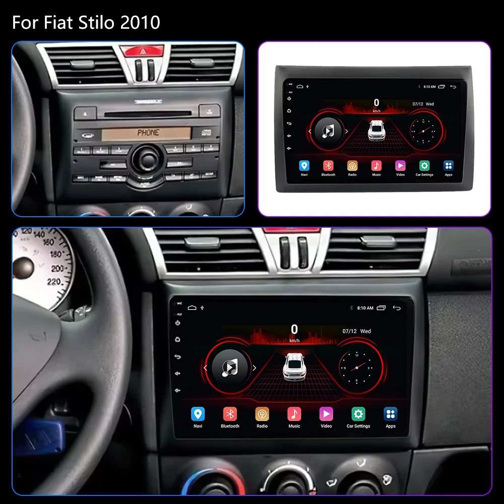 Car Radio For Fiat Stilo 2002-2010 Android 13 Multimedia Video Player Stereo GPS Navigation 2 din DVD Head Unit GPS 4G Carplay