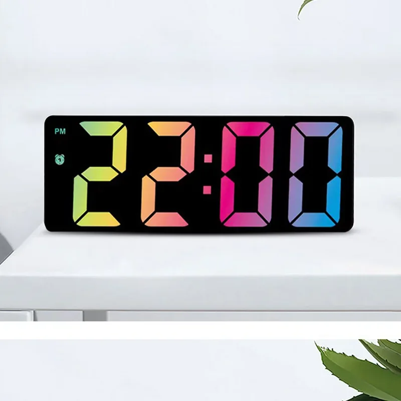 

Acrylic Digital Alarm Clock Voice Control Colorful Font Night Table Clock Snooze 12/24H Electronic Clocks